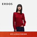 ERDOS【生肖系列】25秋冬圆领装饰绞花学院风通勤新年红女套衫羊绒衫 中世纪红 M 165/84A