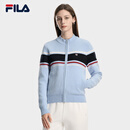 FILA 斐乐官方女士编织外套2026春新款时尚休闲基础拉链毛衣开衫 纯真蓝-LB L 170/88A/L