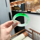 玻璃种冰阳绿飘花翡翠手镯正品老坑缅甸a货高端收藏贵妃玉镯子女