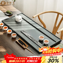 金镶玉绿檀石茶盘茶托喝茶木纹绿石功夫大号石头茶台 山水一色80*33*3.5