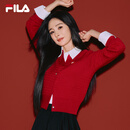 FILA 斐乐官方杨幂同款马上起飞腮红毛衣女士编织外套2026春时尚开衫