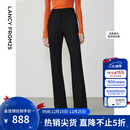 朗姿复古通勤高弹喇叭裤西裤冬季新款职业气质高腰女士西装裤长裤 黑色2加绒 M