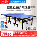 双鱼（DOUBLE FISH） 乒乓球桌室内可折叠移动式乒乓球台家用训练比赛标准乒乓球案子 226B-蓝面22MM