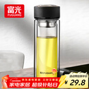 富光 男女士双层玻璃杯 水杯 支持团购定制 304杯子泡茶杯400ML黑