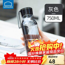 乐扣乐扣（LOCK&LOCK）夏季运动水杯简约塑料杯户外便携水壶男女学生杯子灰色750ML