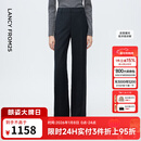 朗姿深灰色直筒裤腿羊毛西装裤女压褶通勤风西服裤2025年冬季新款 深灰色 L