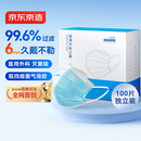 京东京造医用外科口罩一次性独立包装灭菌级100只蓝色【6mm升级】防尘口罩