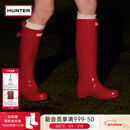 HUNTER雨靴户外露营女鞋惠灵顿经典英伦防水防滑骑士靴女长筒女靴高筒靴 亮面军红色/MLR 36
