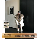 COCO LIMITED【精英衣橱】皮草 冰川派克双色貉子毛领可脱卸加拿大狼毛内胆派 霜茶杏 M