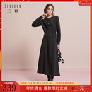 三彩2025冬季新款针织套装花边拼接毛针织衫半身裙两件套M 寂静灰 M 160/84A