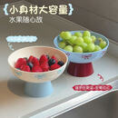 洋臣多巴胺水果盘客厅家用新款高颜值高档沥水托盘创意零食摆放盘 果盘 1层 带托盘 【颜色随机】