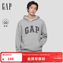 盖璞Gap男女装2025秋季新款LOGO抓绒宽松连帽套头卫衣休闲上衣786940 灰色 L (175/96A) 亚洲尺码