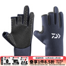 达亿瓦（DAIWA） 秋冬 DG-8023CS 冬季防滑钓鱼手套 防寒保暖露指手套 露3指 黑色 均码