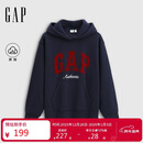 盖璞女装2025秋季新款撞色Logo宽松抓绒套头连帽衫卫衣上衣