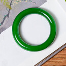 侗秘天然和田玉俄罗斯碧玉辣阳绿胖圆条手镯玉石老坑无黑点镯子送妈妈 圈口53mm【附证书+礼盒】