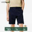 LACOSTE法国鳄鱼男装松紧裤腰亚麻混纺斜纹面料简约通勤短裤|GH7989 166/藏青色 L 5