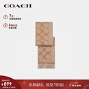 蔻驰（COACH）【品牌直供】男女同款流苏绵羊毛围巾驼色CU807圣诞礼物