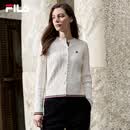 FILA斐乐官方女士编织外套2026春时尚休闲织带麻花毛衣开衫