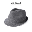 Mr DUCK100%亚麻礼帽 春秋四季款男士高端休闲绅士帽 复古英伦时尚爵士帽 千鸟中灰-（轻盈透气）MS226269 M（适合56-58cm头围）