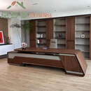 京多梦新中式实木2026款办公桌老板桌黑胡桃木轻奢感董事长大班台 2.0米老板桌 (黑胡桃木)