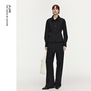噢姆（AUM）【轻松套装】2026年春季新款时尚翻领收腰黑色牛津布上衣长裤女 黑色上装 L
