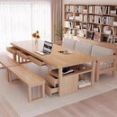 溥畔大板桌实木带抽屉大书桌客厅家用学习桌工作台简约现代办公桌创意 双边四抽屉：实木桌：长140*宽70*高75 板厚