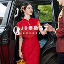 泰勒马丁香槟色新中式订婚礼服2025新款新娘婚纱主纱高档回门敬酒服秀禾服 HF059红 S