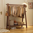 沐含玥实木衣架落地衣帽架卧室挂衣架可折叠挂衣服落地架挂衣服收纳架子