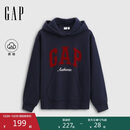 盖璞女装2025秋季新款撞色Logo宽松抓绒套头连帽衫卫衣上衣