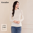 珂莱蒂尔淑女气质百搭羊毛混纺法式玫瑰蕾丝提花套头可打底针织衫 淡青黄 L