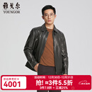 雅戈尔（YOUNGOR）皮衣男士秋冬中青年内胆保暖皮衣山羊皮柔软舒适商场同款 黑色YPCB415482AFA L 175/96A