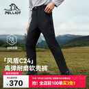 伯希和（Pelliot）【风盾C24】冲锋软壳裤男高弹防风裤女保暖抓绒长裤114307167黑L