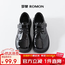 罗蒙男童皮鞋黑色软底英伦风学生演出鞋儿童表演大童西装单鞋 黑色 35