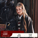 Teenie Weenie小熊女装皮衣26春季新款复古水洗仿皮革翻领保暖外套 棕色 S