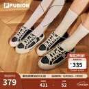 斐乐（FILA）FUSION斐乐潮牌WALLRIDE女鞋一脚蹬帆布鞋夏新款板鞋休闲鞋 黑/奶白-BG 38