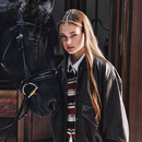 Teenie Weenie小熊女装皮衣26春季新款复古水洗仿皮革翻领保暖外套 棕色 S