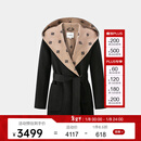 PORTS宝姿女装2024秋季新款LOGO提花连帽羊毛大衣ALT9C008UZW022 黑色印花-1 常规 L （8）