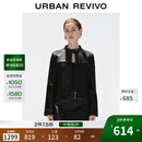 UR2025秋季新款女流光风潮流机车立领拉链短款皮衣UWJ150061 黑色 M