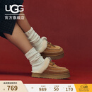 UGG秋季女士时尚舒适纯色厚底系带装饰休闲半拖包头拖1158260 CHE | 栗色 38