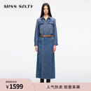 MISS SIXTY2026春季新款莱赛尔牛仔连衣裙女配腰带复古工装长裙 中蓝 M