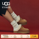 UGG秋季女士时尚舒适厚底系带休闲半拖包头拖 1158260CHE|栗色38