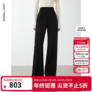 朗姿【王楚然同款】朗姿高腰修身显瘦西装裤通勤高级感阔腿裤冬季新款 黑色2 L