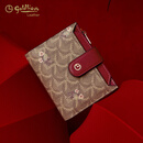 金利来女包钱包女短款新款折叠多卡位女士钱夹新年礼物 酒红色