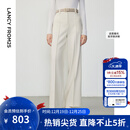 朗姿【王楚然同款】朗姿高腰修身显瘦西装裤通勤高级感阔腿裤冬季新款 象牙白色 M