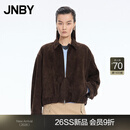 江南布衣（JNBY）【商场同款】26春新品皮衣翻领长袖5Q1A1581H 267/深灰咖 XS