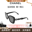 香奈儿（Chanel）辛芷蕾赵露思同款墨镜镶钻字母镂空logo方形全框太阳镜新年送礼 黑色CH5422B-C501/T8 防紫外线（UVA/UVB）