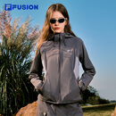 FILA FUSION斐乐潮牌新机绿套装梭织外套女2026春新款休闲连帽上衣 默魅灰-DY M 165/84A/M