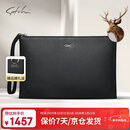 沙驰男士鹿皮手包真皮手拿包轻奢手抓包生日礼物礼盒