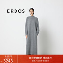 ERDOS【善系列】半高领纯羊绒长裙宽松保暖舒适女连衣裙 玛瑙灰 170/88A/L