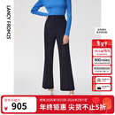 朗姿【Basic衣橱】羊毛职业正装裤西装裤阔腿裤女新款休闲裤 暮色藏蓝色3 L